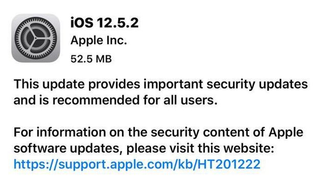 万山苹果手机维修分享iOS12.5.2发布，建议所有老苹果用户安装 